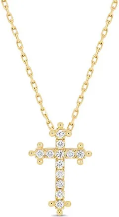 Bony Levy 18K Florentine Natural Diamond Cross Pendant Necklace in 18K Yellow Gold/diamond at Nordstrom, Size 20