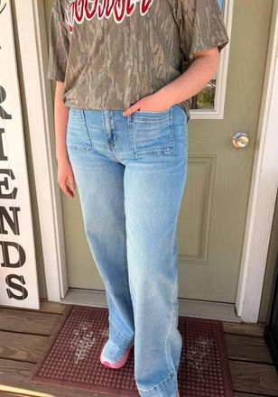 Flying Monkey Womens The Coastal Drift Wide Leg Jeans In Blue