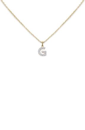 Monica Vinader Lab Created Diamond Initial Pendant Necklace in 14K Gold at Nordstrom