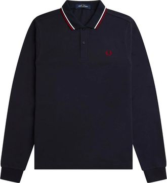 Fred Perry Lange Mouwen Twin Tipped Polo - Heren - Polos - Blauw - S - Katoen - Tops