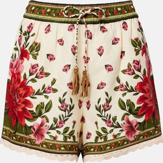 Farm Rio Wonder Rio crochet-trimmed linen-blend shorts