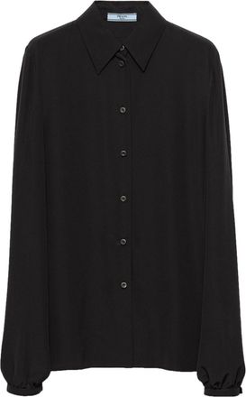 Prada classic collar crepe shirt - women - Silk - 40 - Black