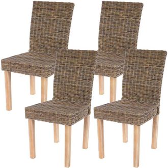 Hhg Hhg - Nunca Usado] Lote De 4 Sillas De Comedor Littau, Silla De Mimbre Silla De Cocina, Kubu Rattan