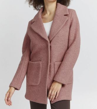Ichi Stipa Classic Coat In Ash Rose