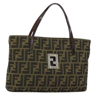 Fendi Pre-owned Tote Bags, female, Brown, Size: ONE SIZE Pre-owned Zucca Canvas Hand Bag