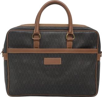 Dior Honeycomb Brown Canvas Briefcase Bag (Pre-Owned)