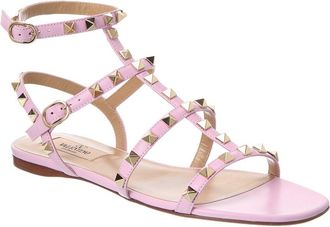 Valentino Rockstud Caged Leather Ankle Strap Sandal