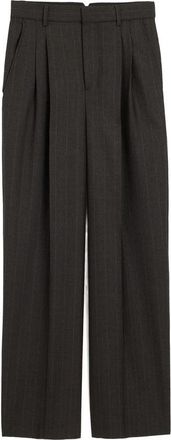 Ami High-waisted Wide-leg Striped Wool Trousers