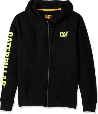 CAT Caterpillar Mens Full Zip Hooded Sweatshirt (Regular and Big & Tall Sizes), Black, XL