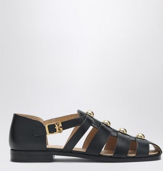 Valentino Garavani Black leather fisherman sandals with studs