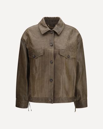 Golden Goose Babete leather Jacket with embossed details Female 40