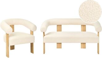 Beliani Living Room Set ILBRO Boucle Off-White/ Light Brown