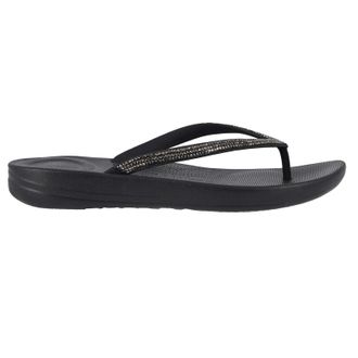 FitFlop Iqushion Sparkle Synthetic Womens Toe Post Sandals - Black - Size:UK 8