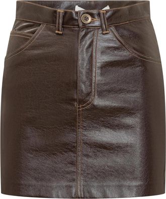 Nineminutes Eco Mini Rok - Dames - Korte rokken - Bruin - 2XS - Leer - Rokken