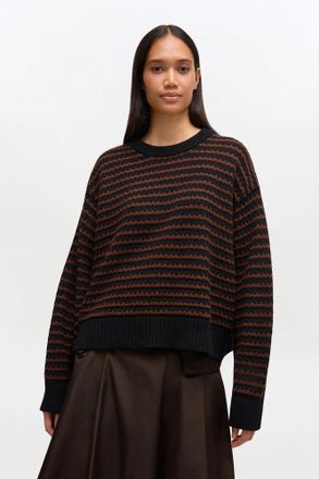 Ganni Brown Stripe Wool Mix Jumper - Size XXS/XS