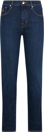 Moorer Donker denim jeans- klassieke en veelzijdige pasvorm. - Dames - Regular Fit Jeans - Blauw - W27 - Denim - Jeans