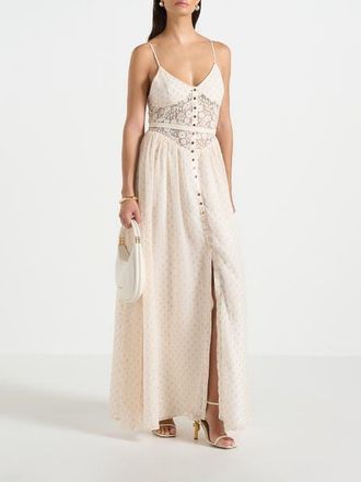 Mani&egrave;re De Voir Rosie Lace Corset Maxi Dress in Cream at Nordstrom, Size 6