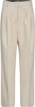 Co'Couture Vola CC Long Pleat Pant - Dames - Straight fit broeken - Beige - XL - Leer - Broeken