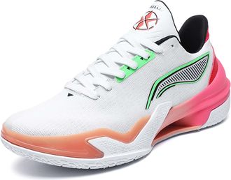 Generic Mens Basketball Shoes Anti Slip Wear-Resistant Shock-Absorbing Rebound Outdoor Sports Training Walking Shoes(White,3.5 UK)