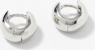 Simons Womens Silver domed Hoop Earrings