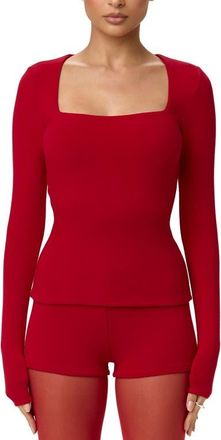 Naked Wardrobe Square Neck Crop Top in Red at Nordstrom, Size X-Large