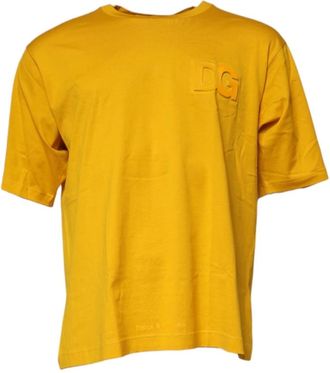 Dolce & Gabbana T-shirt in jersey con ricamo logo DG - - Tops - Uomo - Giallo - 3XL