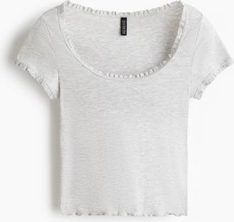 H&M Shirt mit Spitzenborten - Grau