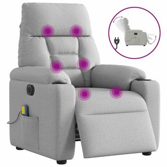 vidaXL Poltrona Reclinabile Massaggio Elettrica Grigio Nuvola Tessuto - Vidaxl