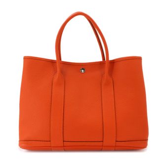 Herm&egrave;s Feu Orange Country Leather Handbag Tote Bag (Pre-Owned)