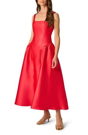 Adrianna Papell Shirred Mikado Cocktail Dress in Persimmon at Nordstrom, Size 10