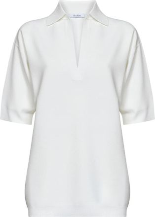 Max Mara Lange Viscose Crepe Trui - Dames - V-hals truien - Wit - XS - Truien & Vesten