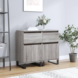 vidaXL Aparadores 2 Uds Madera De Ingenier&iacute;a Gris Sonoma 40x35x70 Cm Vidaxl