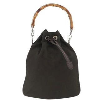Gucci Pre-owned Bucket Bags, female, Green, Size: ONE SIZE Pre-owned Vintage bamboo bucket bag