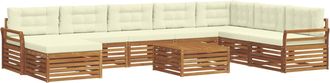 vidaXL Conjunto De Sof&aacute;s De Exterior 9 Uds. Natural Y Crema Vidaxl