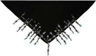 Pinko Sciarpa con frange e perline - Nero