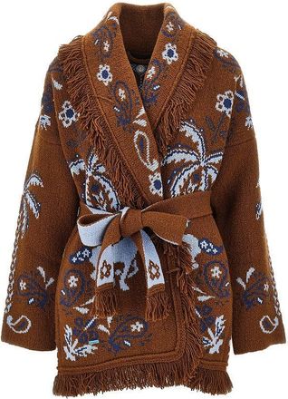 Alanui Island Roots jacquard wool cardigan Woman S