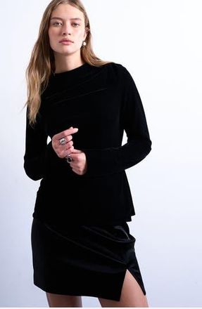 Topshop Cowl Neck Velvet Top in Black at Nordstrom Rack, Size 2 Us (Fits Like 0)