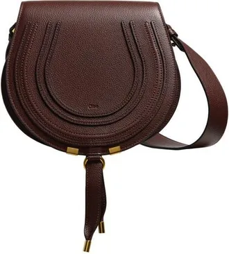 Chlo&eacute; Large Marcie Leather Crossbody Bag in Crafty Brown at Nordstrom