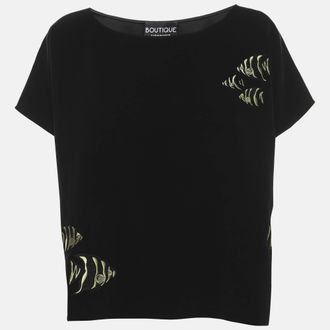 Moschino Boutique Moschino Black Satin Embroidered Top
