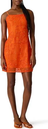 Steve Madden Maureene Bead Sleeveless Minidress in Salsa Red at Nordstrom, Size X-Large