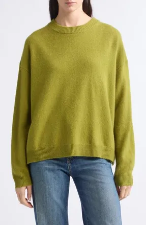 Staud Serrano Relax Fit Cashmere Crewneck Sweater in Pear at Nordstrom, Size X-Large