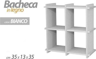 Trade Shop Trade Shop - Bacheca Scaffale Da Parete Mensola In Legno Bianco 35x13x35cm 4 Scomparti 782459