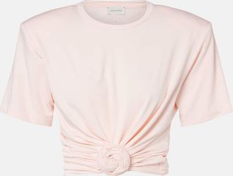 Magda Butrym Cropped floral-appliqué T-shirt