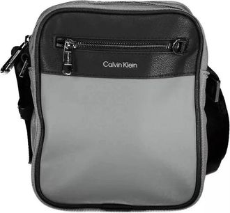 Calvin Klein Grijze polyester schoudertas met rits - Heren - Schoudertassen - Grijs - ONE Size - Polyester - Tassen