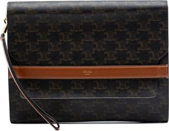 Celine Pre-owned Celine Triomphe Coated Canvas Wristlet Flap Pouch Ladies KC36TXNLM6M1BCN5