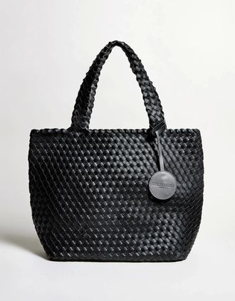 Ilse Jacobsen Womens Braided tote bag in black and gunmetal