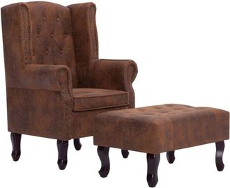 vidaXL Vidaxl - Sillón Chesterfield y reposapiés cuero ante artificial marrón