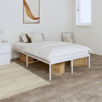 Berkfield Home Metal Bed Frame White 120x190 cm Small Double