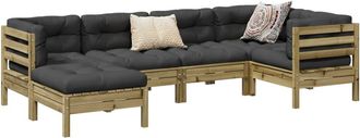 vidaXL Juego De Sof&aacute;s Jard&iacute;n 6 Pzas Con Cojines Madera Pino Impregnada Vidaxl
