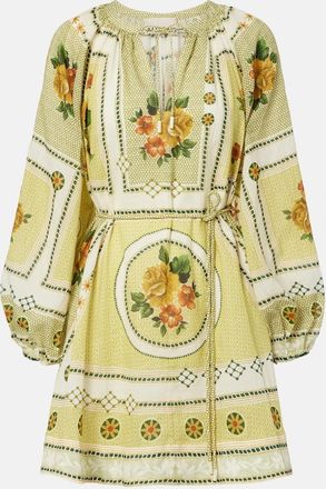 Alemais Al&eacute;mais Dixie belted printed ramie minidress